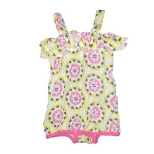 Silkberry Baby Girl’s Size 3-6 months yellow & pink stretchy soft tank romper